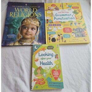 Usborne Book Lot World Religion, Grammar and Punctuation, Health
